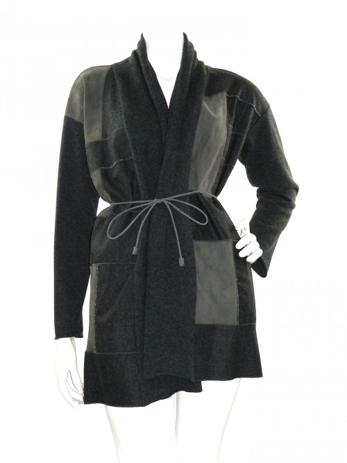 Fabiana Filippi Cardigan Woman Mod. PL90417 Gray Suede Fabiana Filippi Cardigan Woman Mod. PL90417 Gray Suede