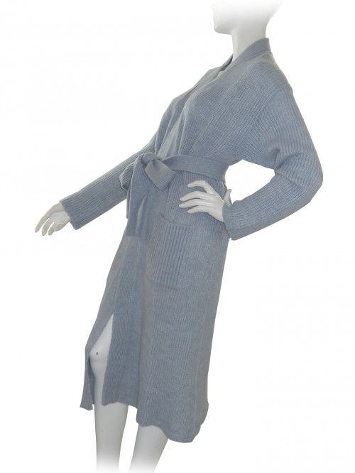 Dvroma Cardigan Donna Aperto Lungo Celeste Polvere