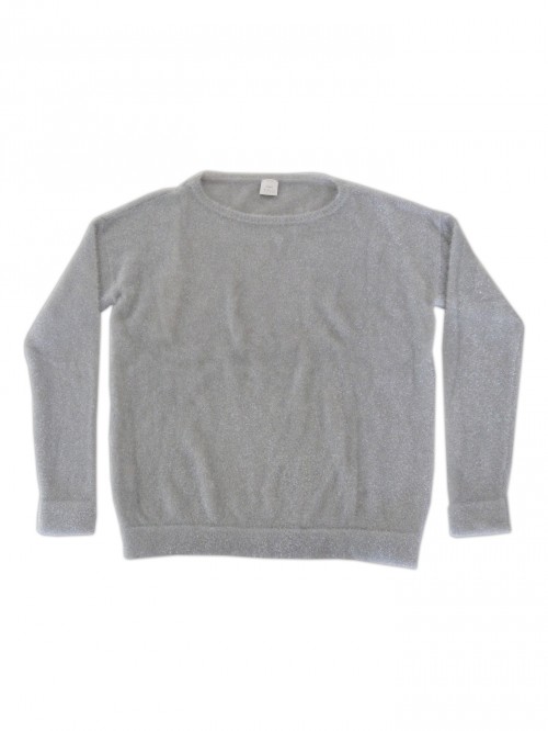 Pinko Tag Women's Lurex Sweater in Pearl Gray Pinko Tag Women's Lurex Sweater in Pearl Gray
