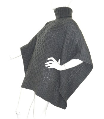 Michael Kors Women's Gray Braided Turtleneck Cape 2