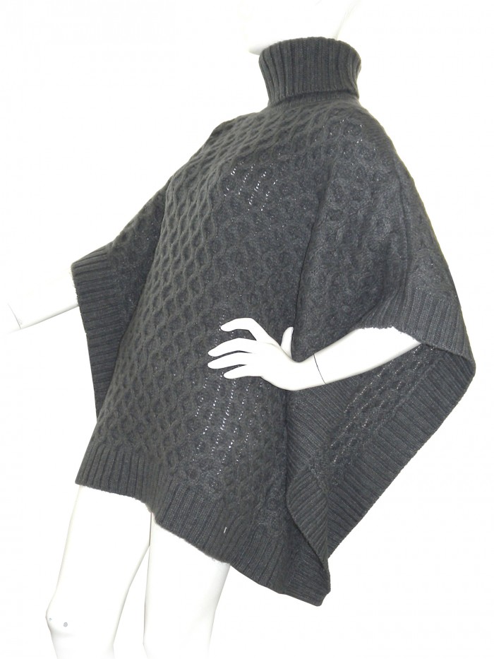 Michael Kors Women's Gray Braided Turtleneck Cape