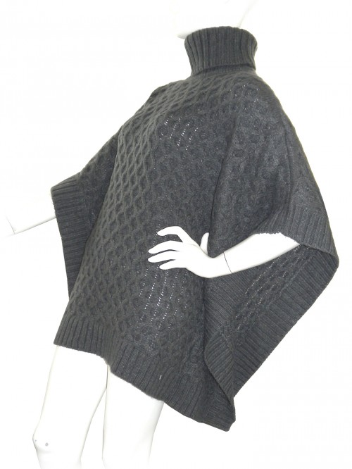 Michael Kors Women's Gray Braided Turtleneck Cape