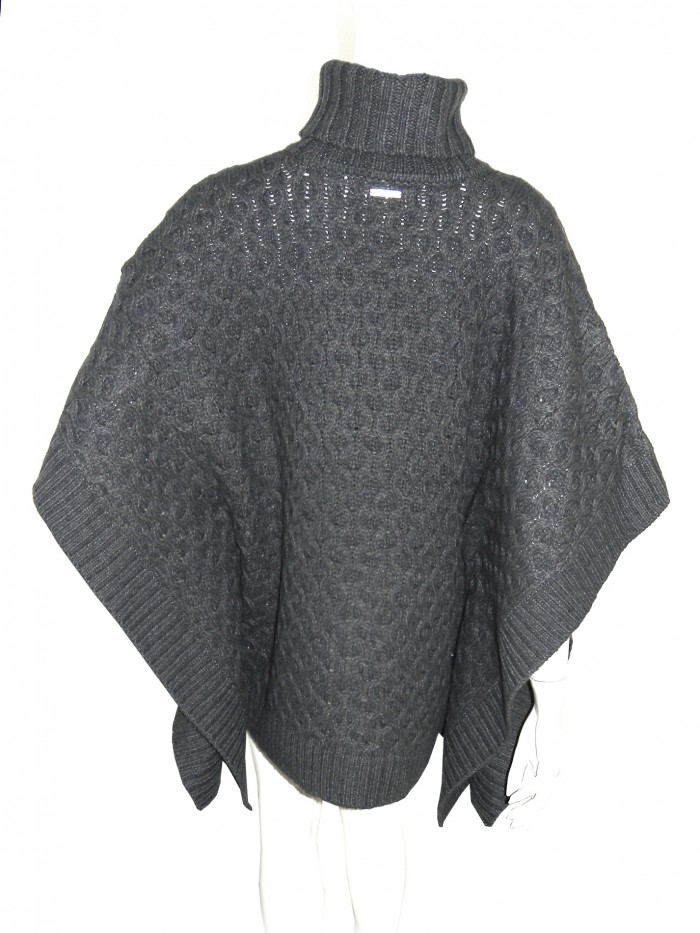 Michael Kors Women's Gray Braided Turtleneck Cape