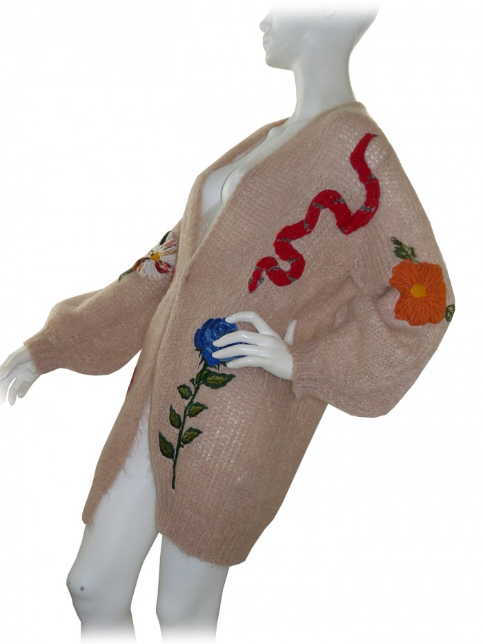 Ki Who Are You Cardigan Donna Over Inserti Floreali Cipria