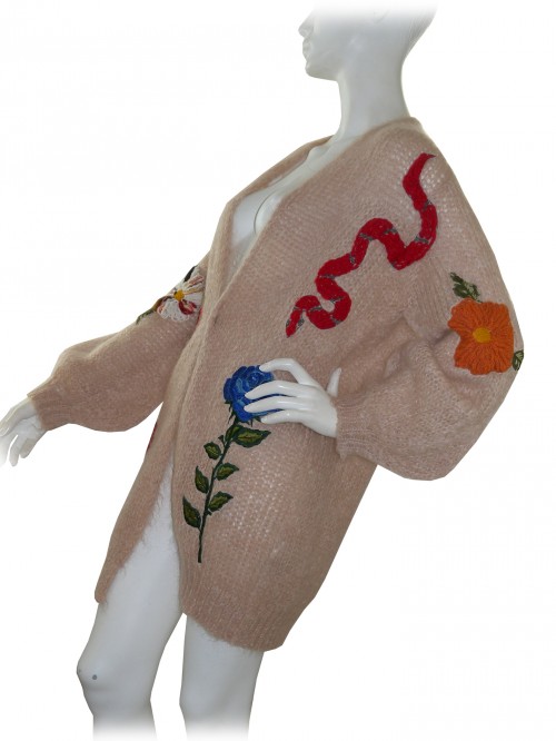 Ki Who Are You Woman Cardigan Over Powder Floral Inserts