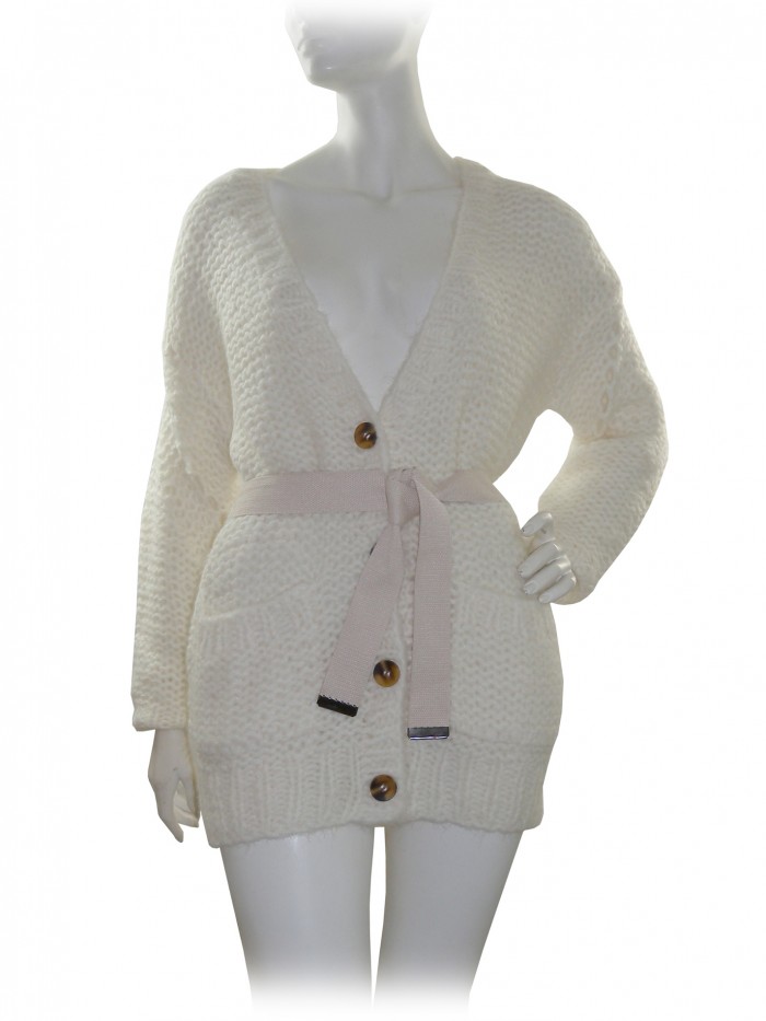 Suncoo Cardigan Woman Mod. George Cream Suncoo Cardigan Woman Mod. George Cream