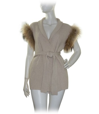 Blugirl Gilet Donna Smanicato Pelliccia Beige