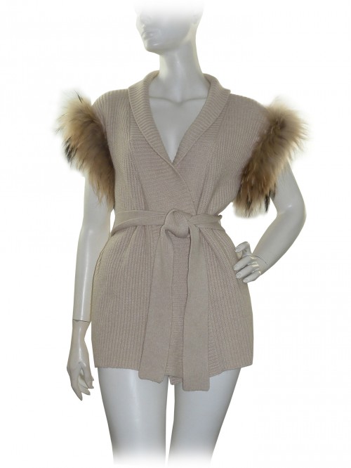 Blugirl Vest Woman Beige Fur Sleeveless Blugirl Vest Woman Beige Fur Sleeveless