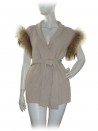 Blugirl Gilet Donna Smanicato Pelliccia Beige