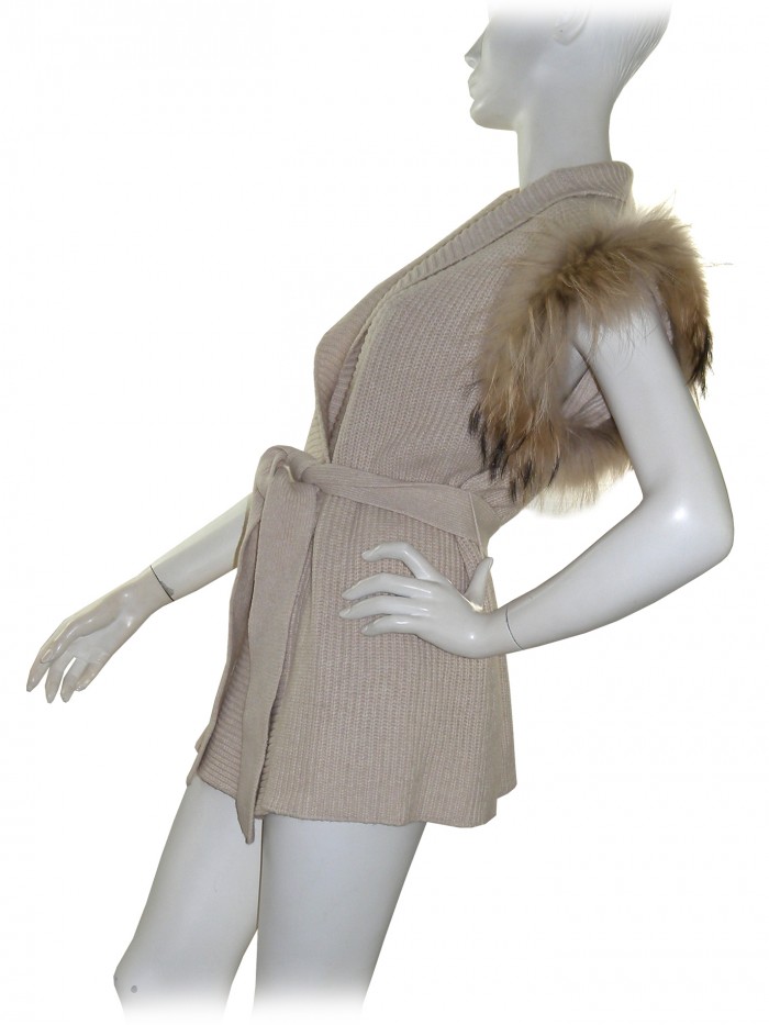 Blugirl Vest Woman Beige Fur Sleeveless