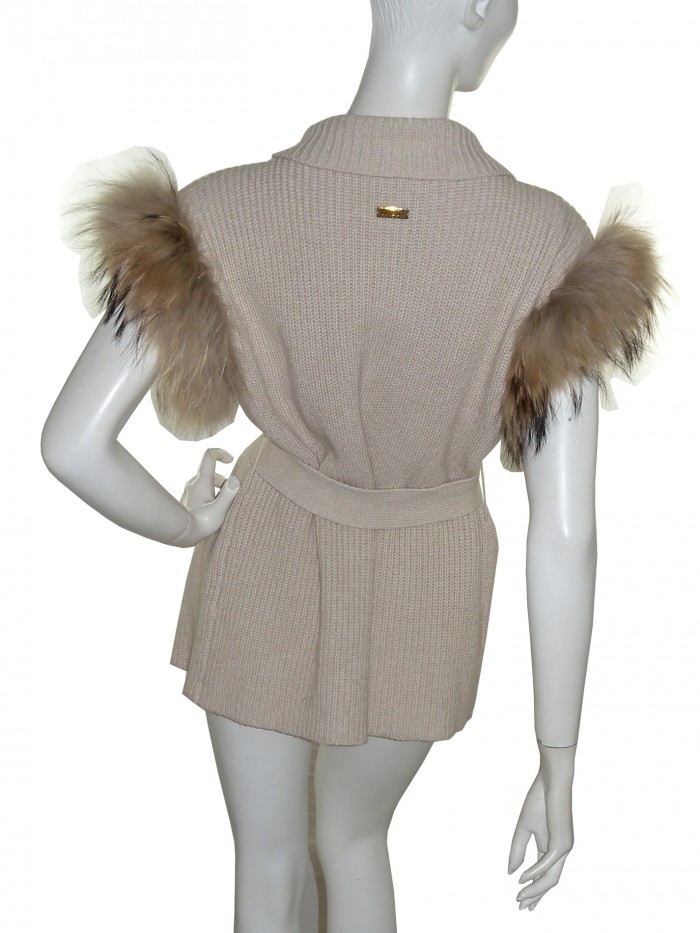 Blugirl Vest Woman Beige Fur Sleeveless
