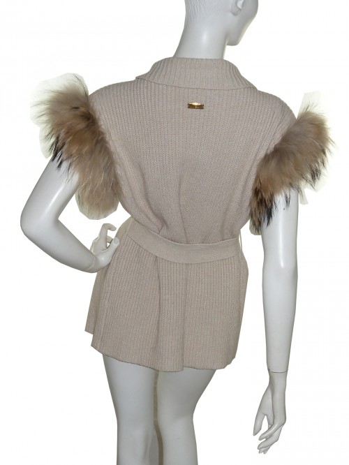 Blugirl Vest Woman Beige Fur Sleeveless