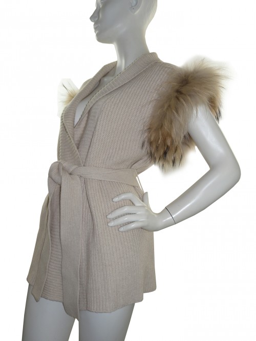 Blugirl Gilet Donna Smanicato Pelliccia Beige