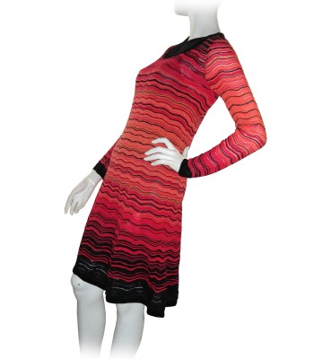 Missoni Vestito Donna Foderato Rigato Gradazione Arancio/Nero 2