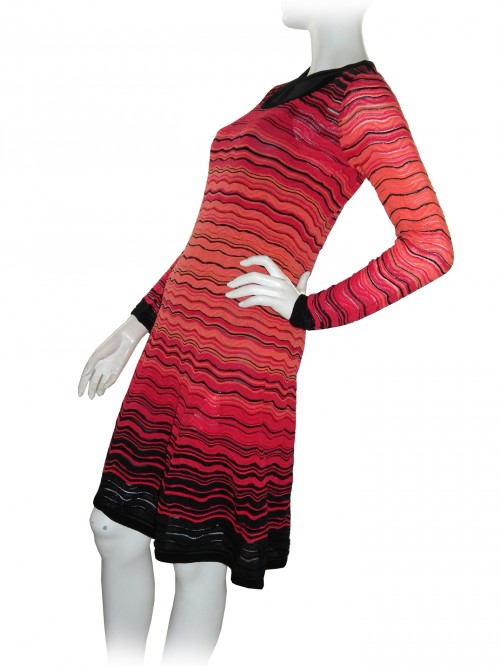 Missoni Vestito Donna Foderato Rigato Gradazione Arancio/Nero