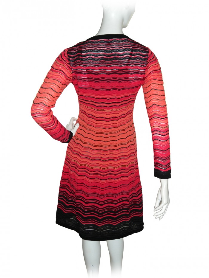 Missoni Woman Lined Striped Dress Orange / Black Gradation