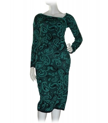 Missoni Vestito Donna Scollo Asimmetrico Verde/Nero