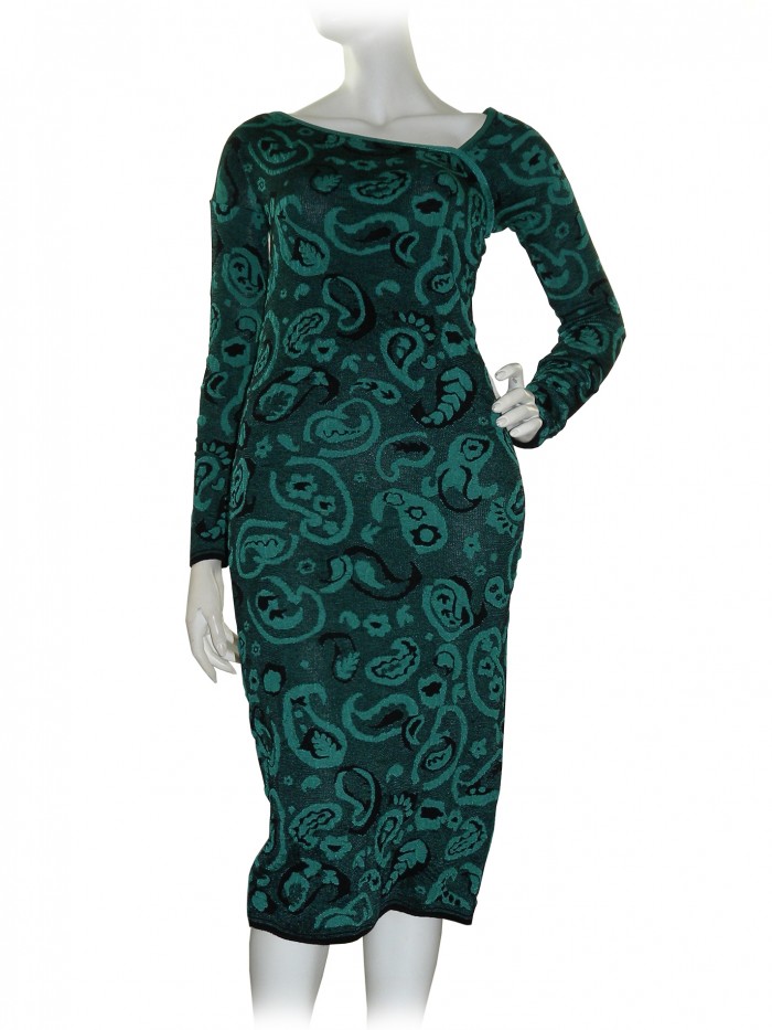 Missoni Vestito Donna Scollo Asimmetrico Verde/Nero