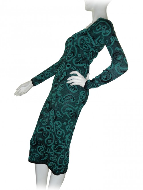 Missoni Vestito Donna Scollo Asimmetrico Verde/Nero