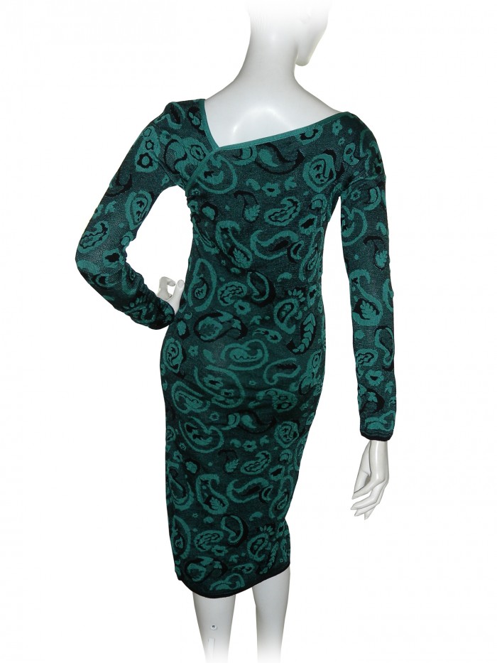 Missoni Vestito Donna Scollo Asimmetrico Verde/Nero