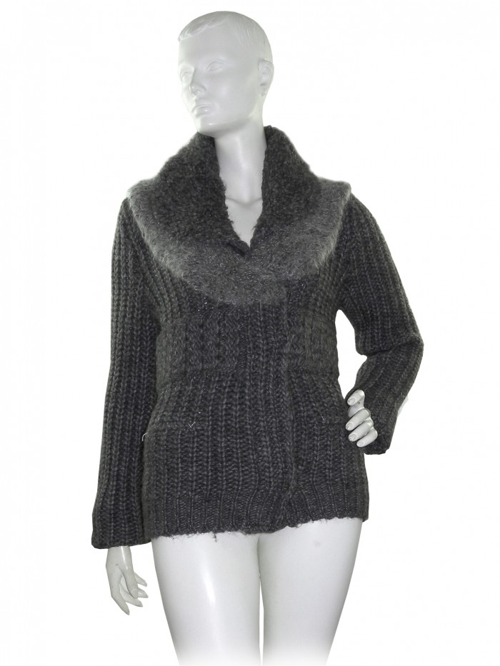 Ermanno Scervino Heavy Gray Woman Cardigan Ermanno Scervino Heavy Gray Woman Cardigan