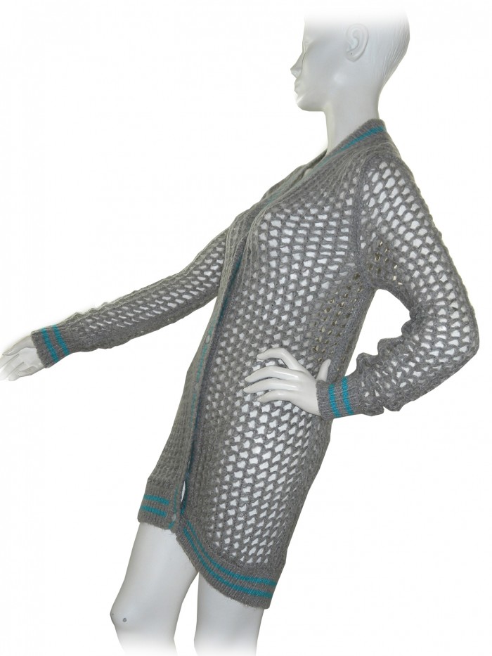 Ermanno Scervino Cardigan Donna a Rete Grigio/Turchese
