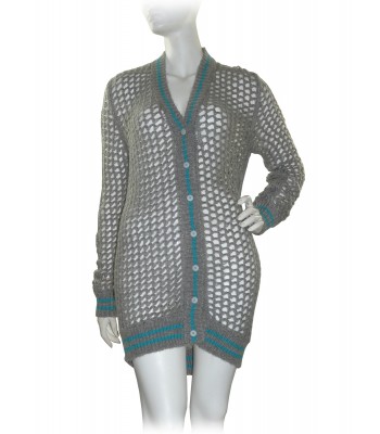 Ermanno Scervino Cardigan Donna a Rete Grigio/Turchese