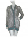 Ermanno Scervino Women's Gray / Turquoise Mesh Cardigan