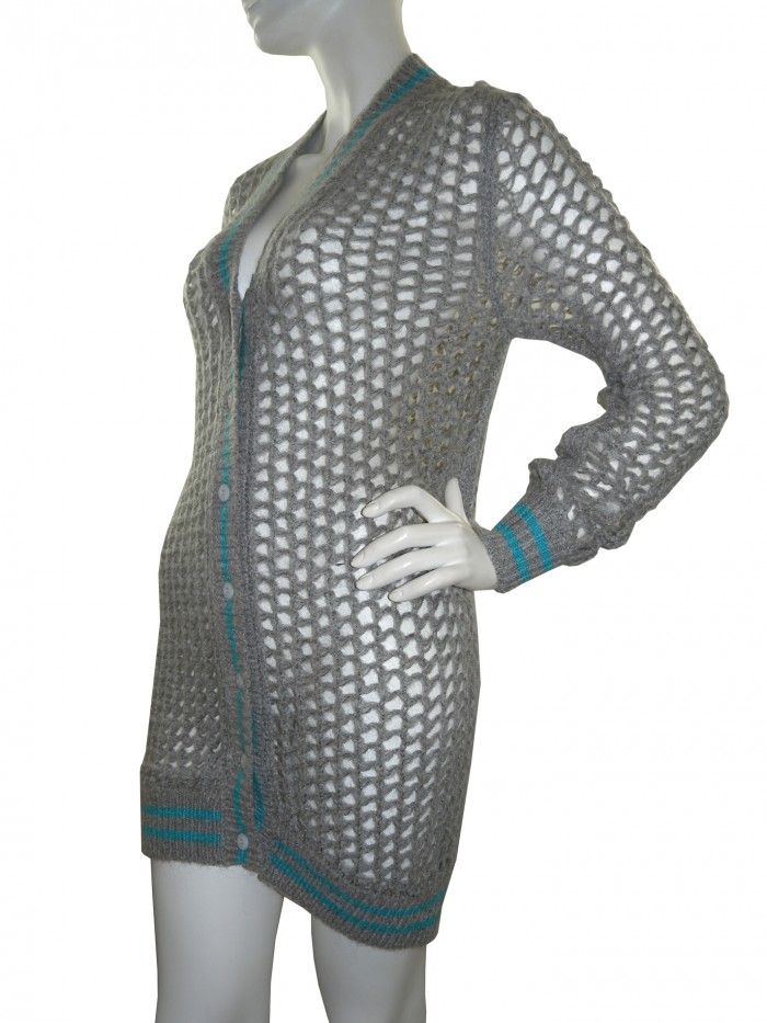 Ermanno Scervino Cardigan Donna a Rete Grigio/Turchese