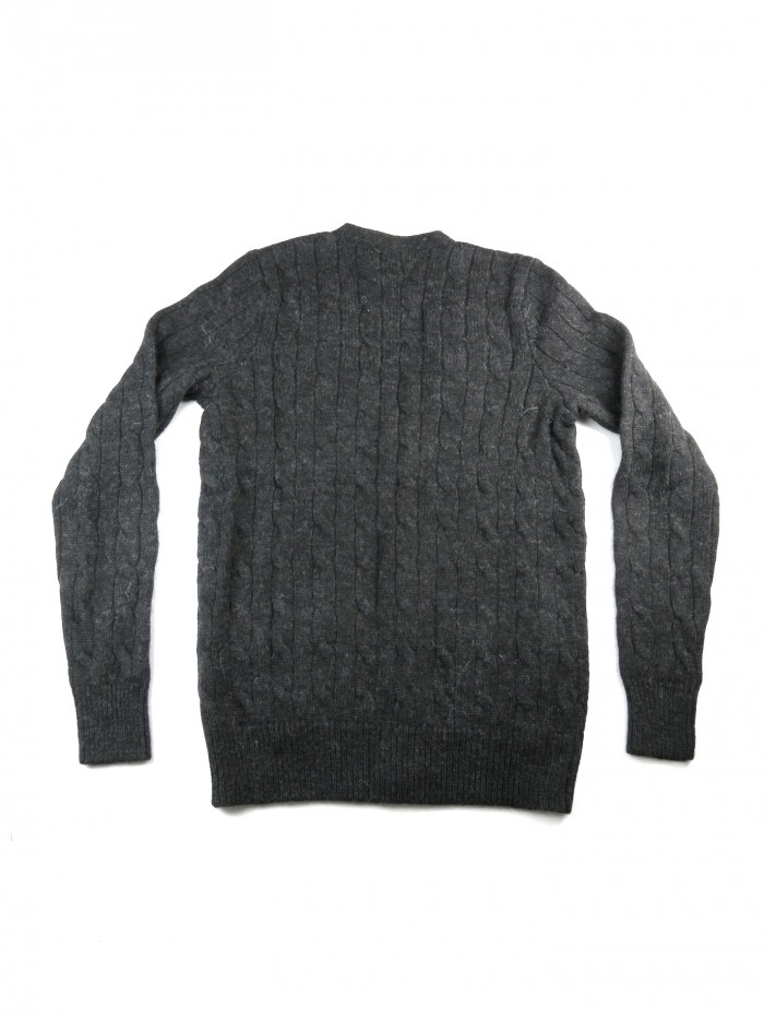 Ralph Lauren Cardigan Woman Braids Patch Leather Anthracite