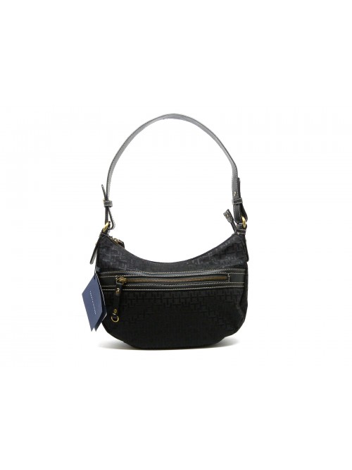 Women's Chelsea half-moon bag in fabric with modular logos. Women's Chelsea half-moon bag in fabric with modular logos.