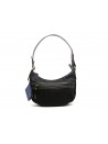 Women's Chelsea half-moon bag in fabric with modular logos.