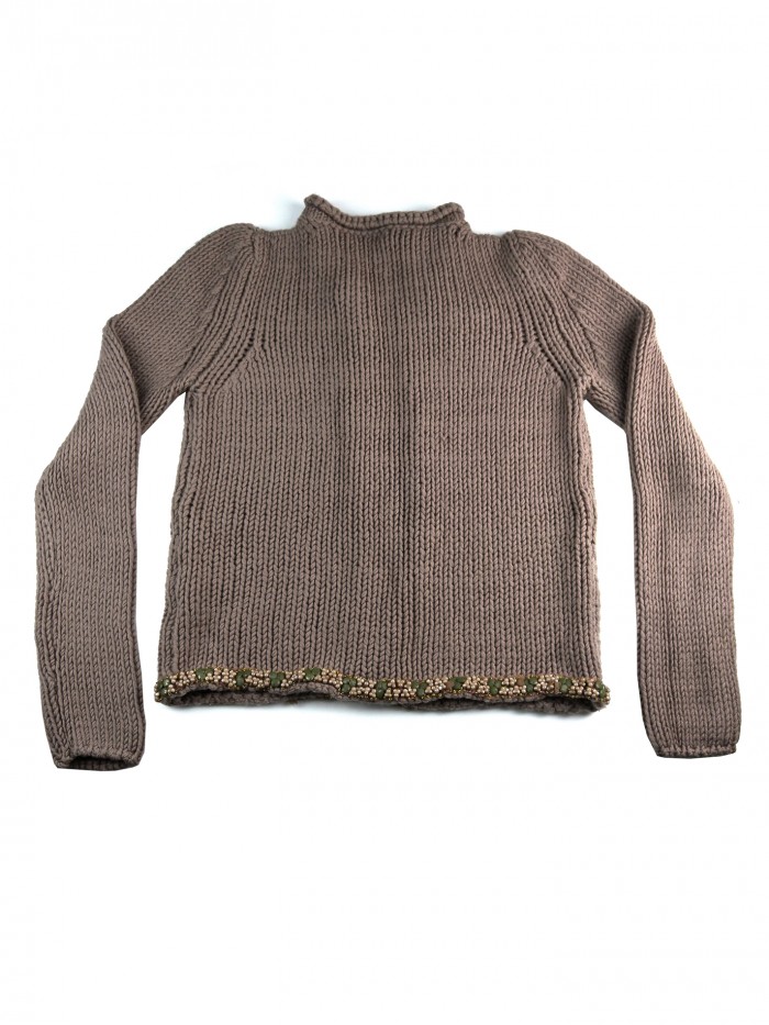 Manila Grace Cardigan Donna Art. HI/M/MC1815 Perline Tortora Scuro