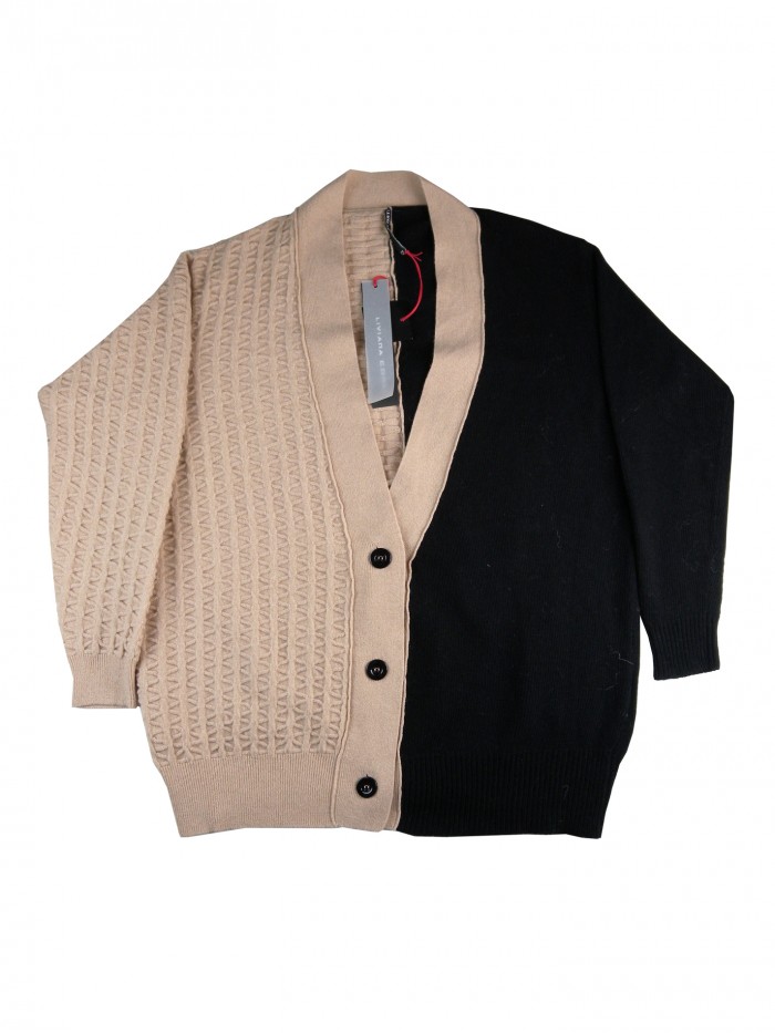 Liviana Conti Cardigan Donna Art. A5/L/L5AB02 Oversize Ciprie/Nero Liviana Conti Cardigan Donna Art. A5/L/L5AB02 Oversize Ciprie/Nero