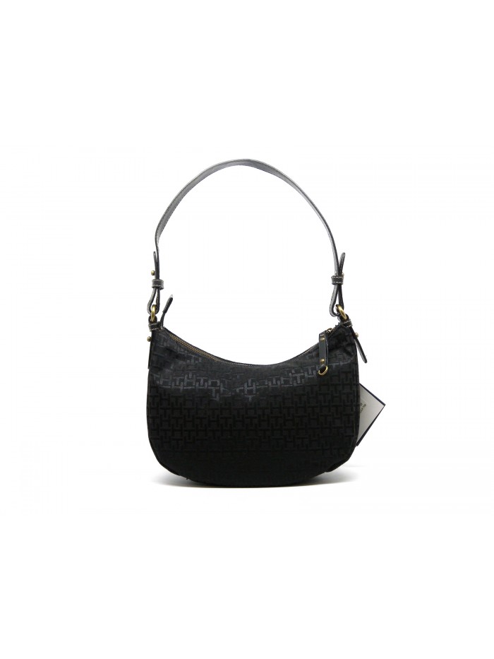 Women's Chelsea half-moon bag in fabric with modular logos.