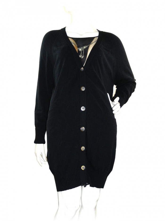 Roberto Cavalli Cardigan Donna Doppio Tessuto Nero Roberto Cavalli Cardigan Donna Doppio Tessuto Nero