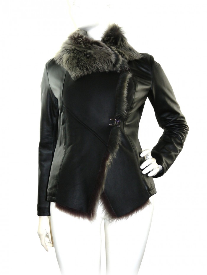 Créer Cuìr Woman Leather Jacket Mod. Pamela Floral Black