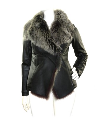 Créer Cuìr Giacca Donna Pelle Mod. Pamela Floreale Nero 2
