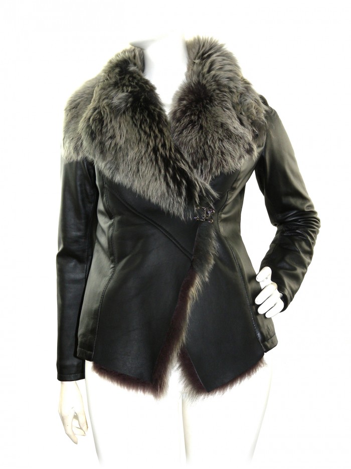 Créer Cuìr Woman Leather Jacket Mod. Pamela Floral Black