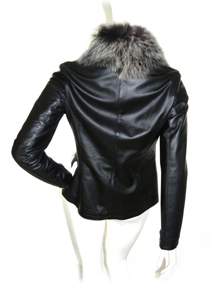 Créer Cuìr Woman Leather Jacket Mod. Pamela Floral Black