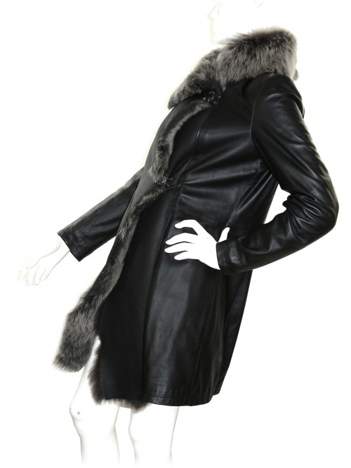 Créer Cuìr Woman Jacket 3/4 Leather Mod. Pamela Floral Black