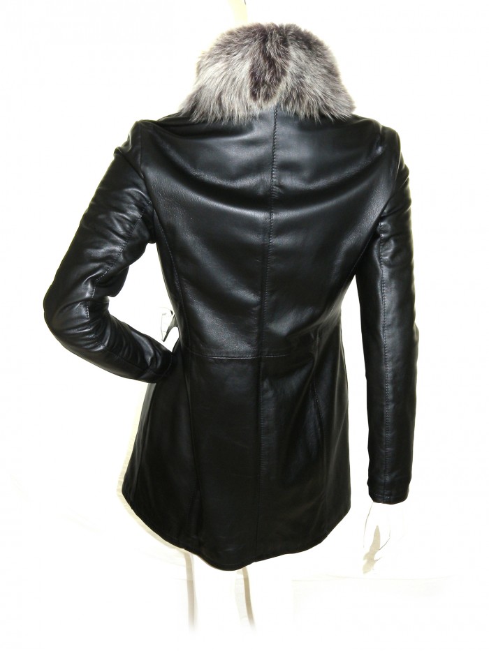 Créer Cuìr Woman Jacket 3/4 Leather Mod. Pamela Floral Black