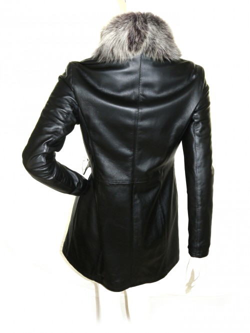 Créer Cuìr Woman Jacket 3/4 Leather Mod. Pamela Floral Black