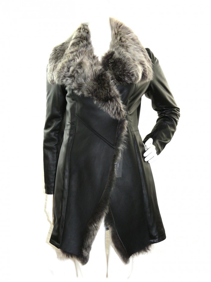 Créer Cuìr Woman Jacket 3/4 Leather Mod. Pamela Floral Black