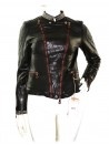 Delan Woman Leather Jacket Nail Biker Dark Brown