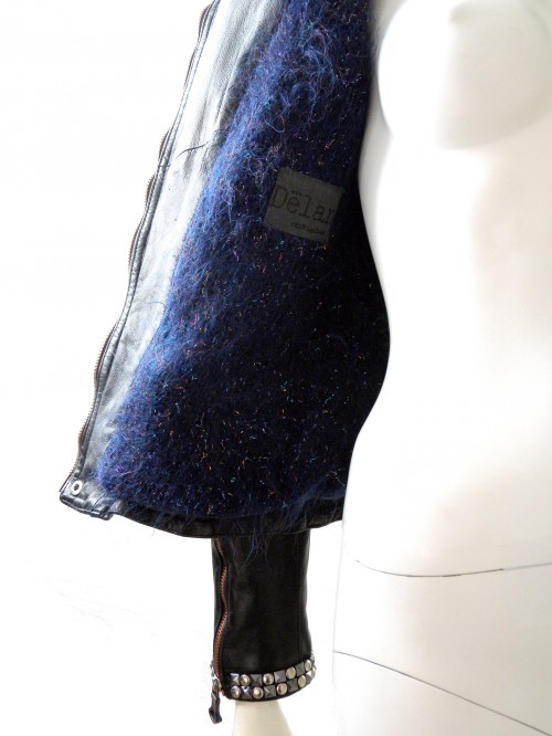 Delan Giubbotto Donna Pelle Chiodo Biker Testa di Moro Scuro