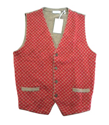 Gran Sasso Men's Vest Mod. 58180 Squares Red / Beige