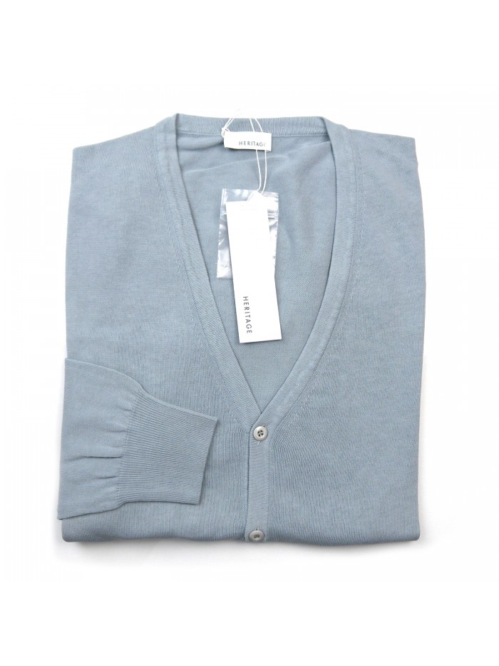 Heritage Cardigan Man Mod. H0144H20 COL 10022 Celeste Heritage Cardigan Man Mod. H0144H20 COL 10022 Celeste