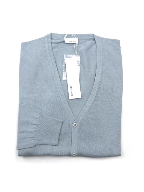 Heritage Cardigan Man Mod. H0144H20 COL 10022 Celeste Heritage Cardigan Man Mod. H0144H20 COL 10022 Celeste