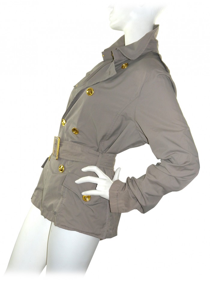 Claudia Gil Woman Jacket Model Beige Short Trench